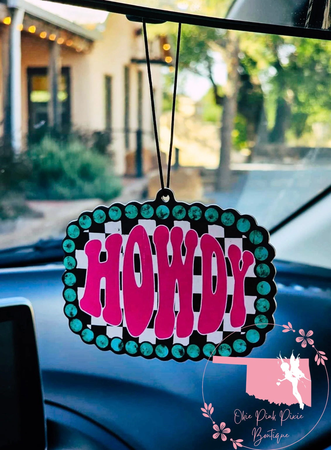 Checkered Howdy Car Air Freshener