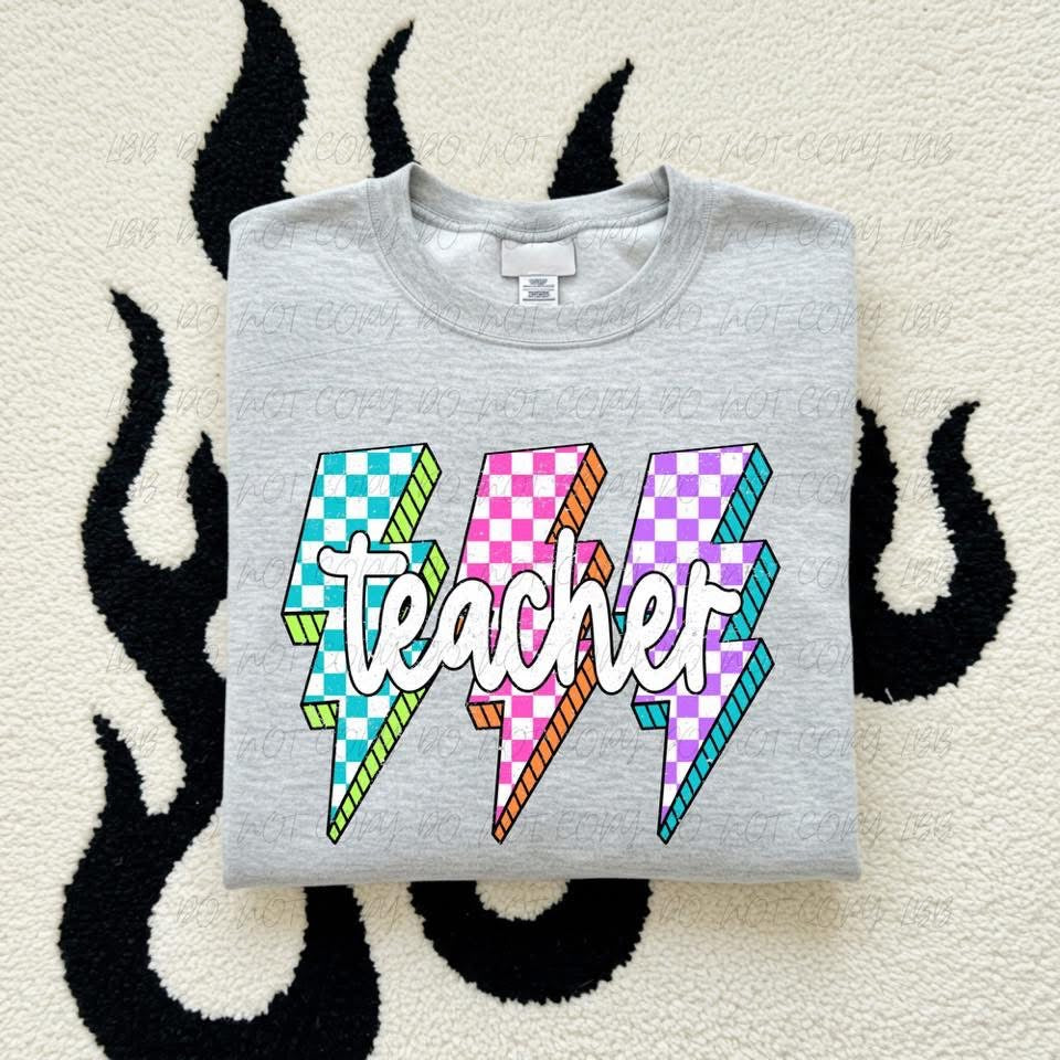 Checkered Lightning Bolt Teacher