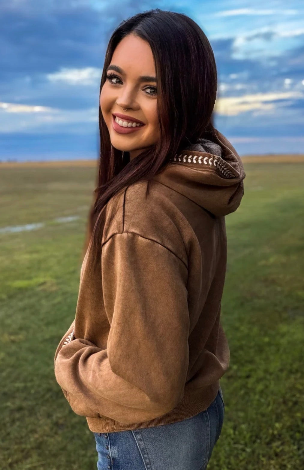 HOMESTEAD STITCHED HOODIE -TAN