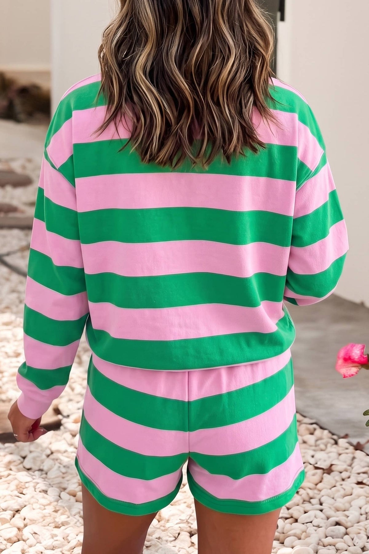 Christmas Holly Jolly Stripe 2pcs Shorts Lounge Set