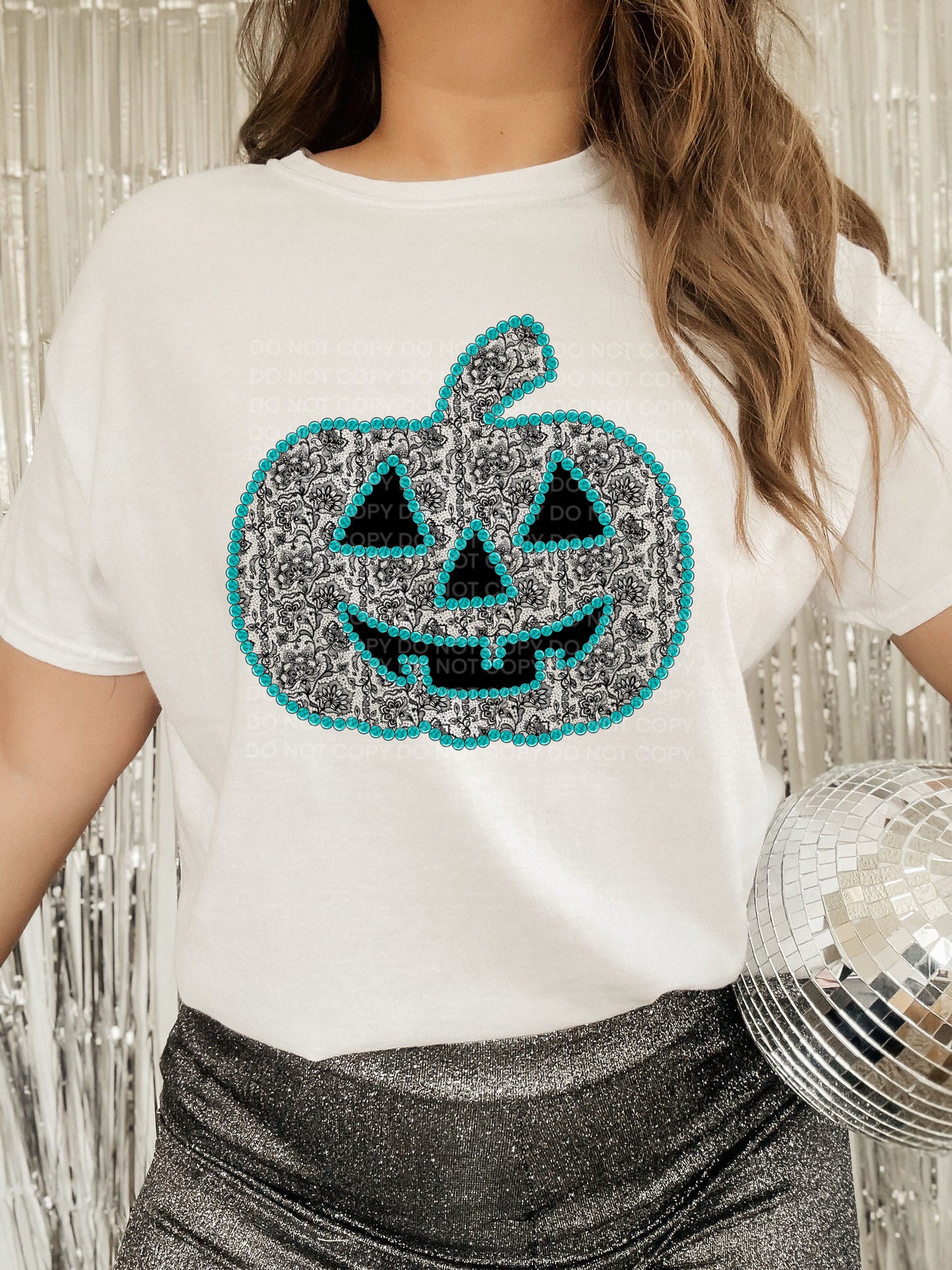 Turquoise and Lace Pumpkin