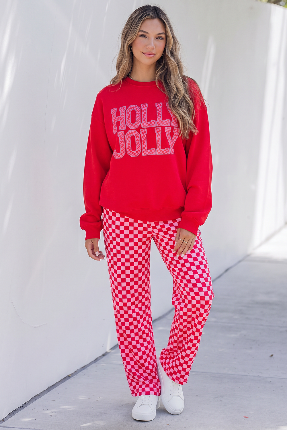Merry Graphic Plaid Christmas Lounge Pant Set