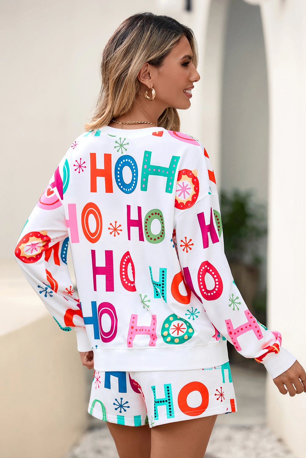 Christmas Fashion Print Graphic 2pcs Lounge Set