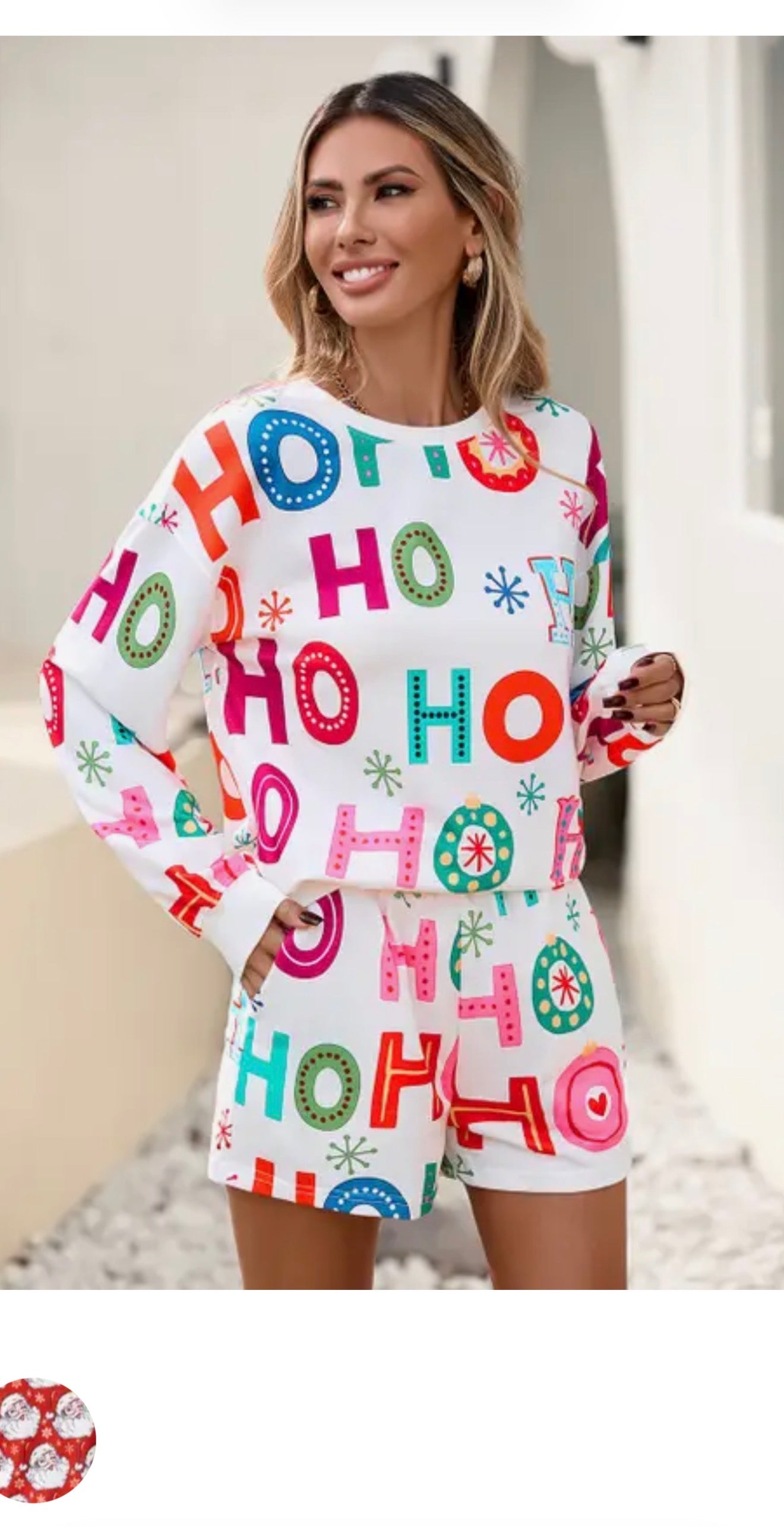 Christmas Fashion Print Graphic 2pcs Lounge Set