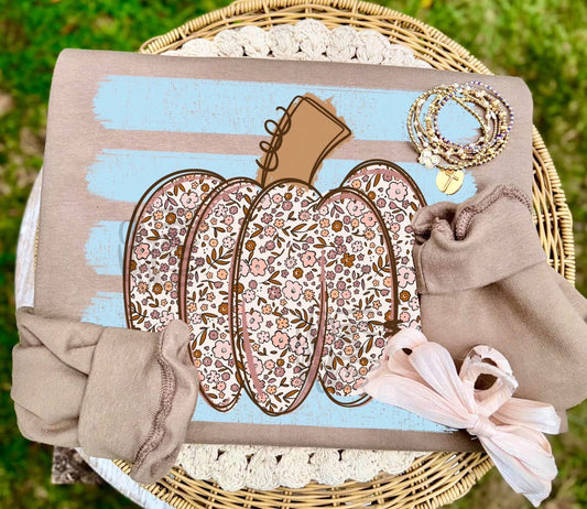 Floral Pumpkin with stripes