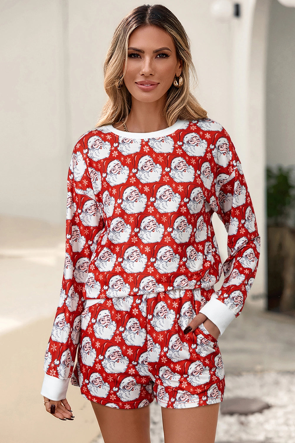 Christmas Fashion Print Graphic 2pcs Lounge Set