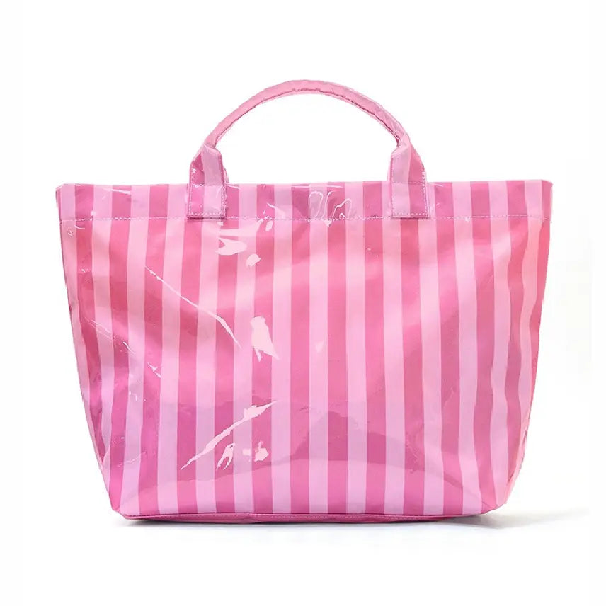 Large Striped Vinyl Tote Bags