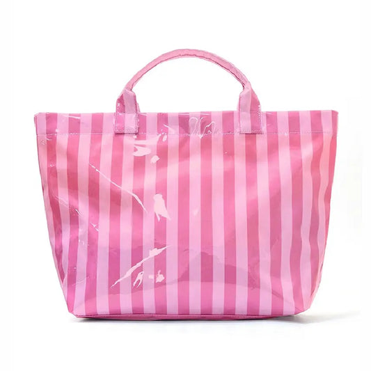 Large Striped Vinyl Tote Bags