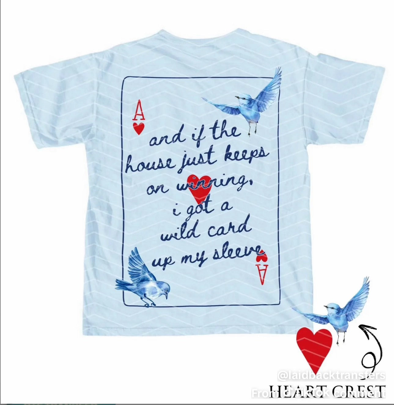 i got a wild card up my sleeve Graphic Tee Charcoal / M DTF printedprinted on Comfort ColorsTrue to size Okie Pink Pixie Boutique, LLC